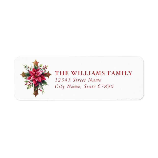 Étiquettes d'adresse de retour de croix de Noël (Devant)