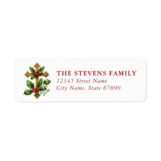Étiquettes d'adresse de retour de croix de Noël (Devant)