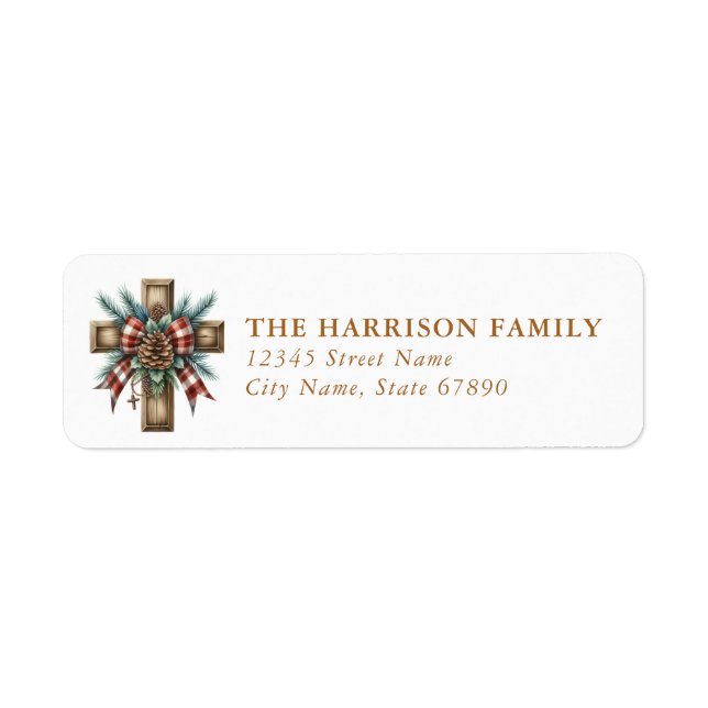 Étiquettes d'adresse de retour de croix de Noël (Devant)