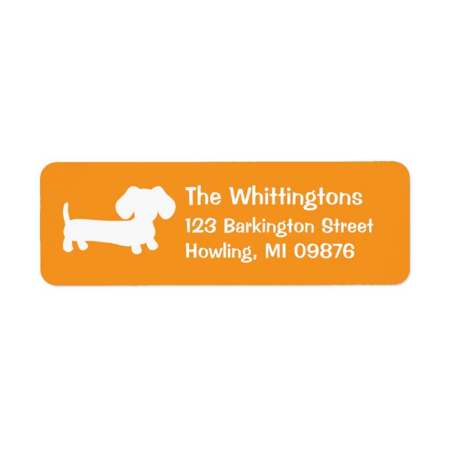 Étiquettes d'adresse de retour de Dachshund Orange (Devant)