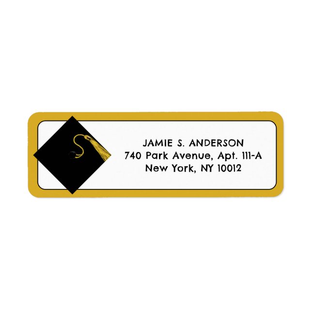 Étiquettes d'adresse de retour de diplôme d'or (Devant)