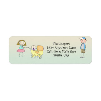 Étiquettes d'adresse de retour de famille mignonne