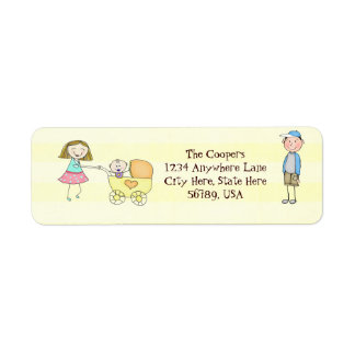 Étiquettes d'adresse de retour de famille mignonne