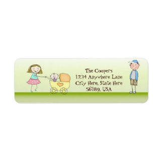 Étiquettes d'adresse de retour de famille mignonne