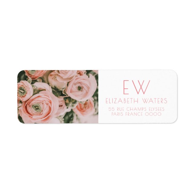 ÉTIQUETTES D'ADRESSE DE RETOUR DE FLEURS DE PÉONNE (Devant)