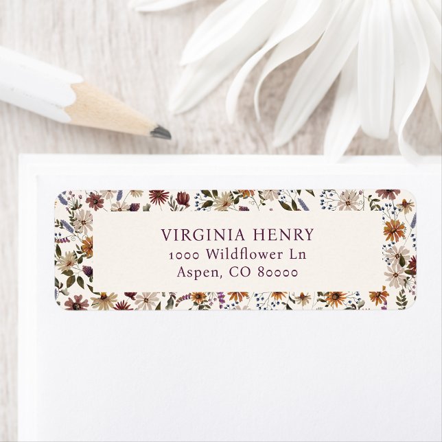 Étiquettes d'adresse de retour de fleurs sauvages  (Fall Wildflower Return Address Labels
)