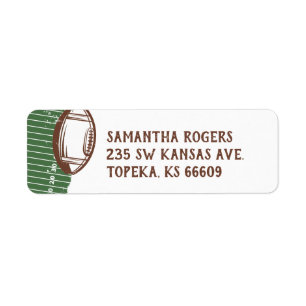 Étiquettes d'adresse de retour de football personn