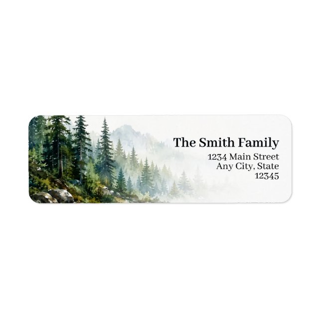 Étiquettes d'adresse de retour de forêt | Pins (Devant)