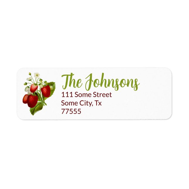 Étiquettes d'adresse de retour de fraises Fraises (Devant)