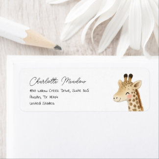 Étiquettes d'adresse de retour de girafe mignonne