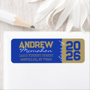 Étiquettes d'adresse de retour de Graduation Bleu