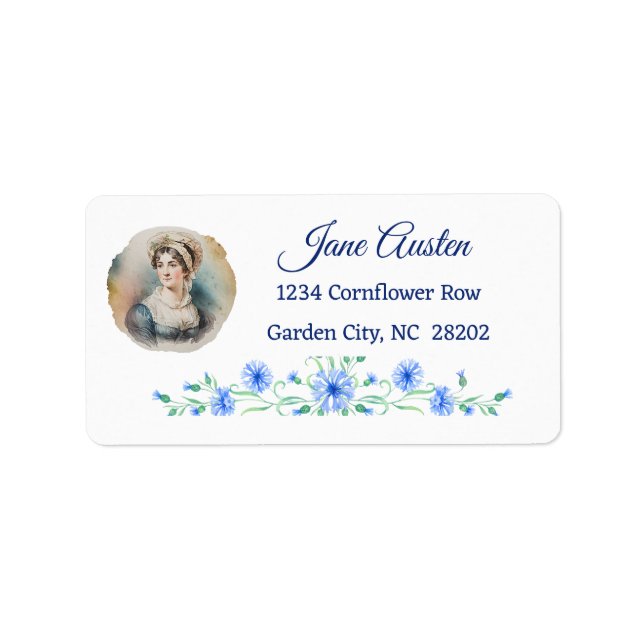 Étiquettes d'adresse de retour de Jane Austen (Devant)