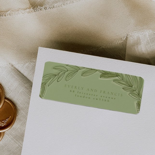 Étiquettes d'adresse de retour de la couronne d'aq (Green watercolor wreath return address label.)