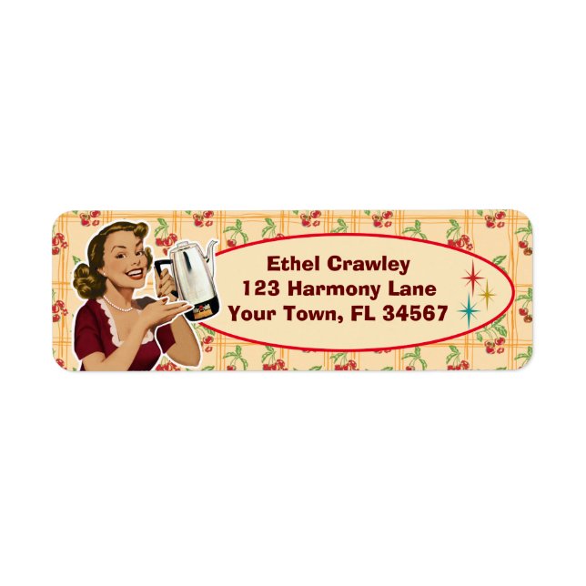 Étiquettes d'adresse de retour de la femme au foye (Devant)