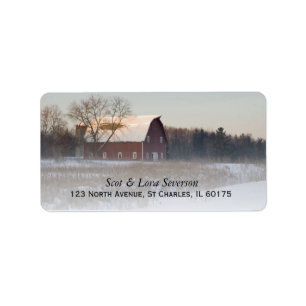 Étiquettes d'adresse de retour de la grange rouge