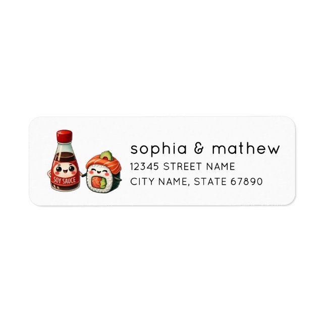 Étiquettes d'adresse de retour de la sauce de sush (Devant)