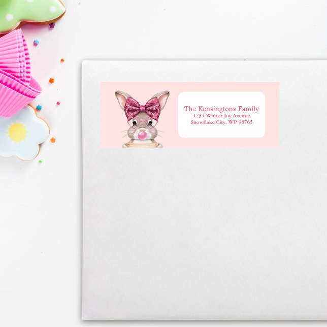 Étiquettes d'adresse de retour de lapin de Pâques  (Custom Easter Bunny Return Address Labels)