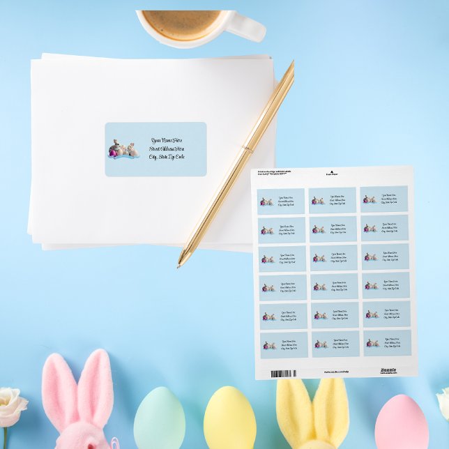 Étiquettes d'adresse de retour de lapins de Pâques (Créateur téléchargé)