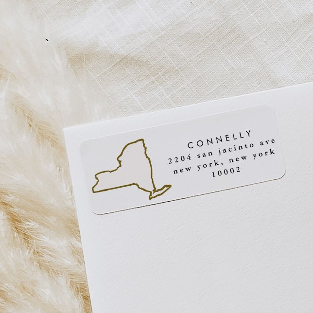 Étiquettes d'adresse de retour de l'État de New Yo (New York state illustration return address labels.)