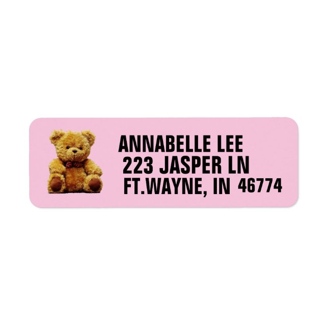 ÉTIQUETTES D'ADRESSE DE RETOUR DE L'OURS DE TEDDY (Devant)
