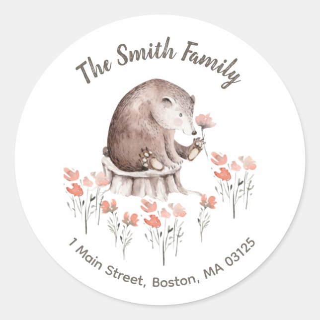 Étiquettes d'adresse de retour de l'ours des bois (Devant)