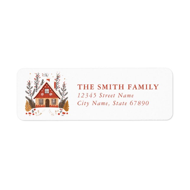 Étiquettes d'adresse de retour de maison de Noël s (Devant)