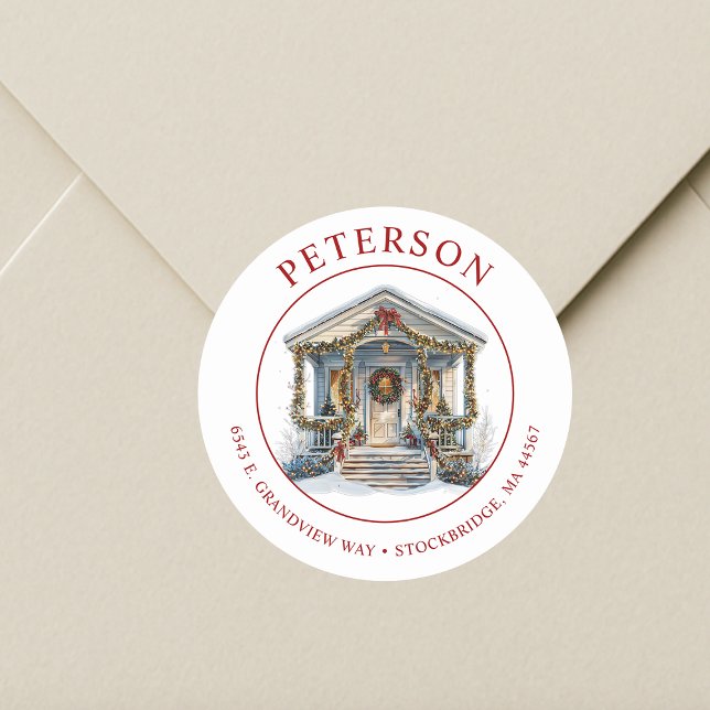 Étiquettes d'adresse de retour de maison pour Noël (Créateur téléchargé)