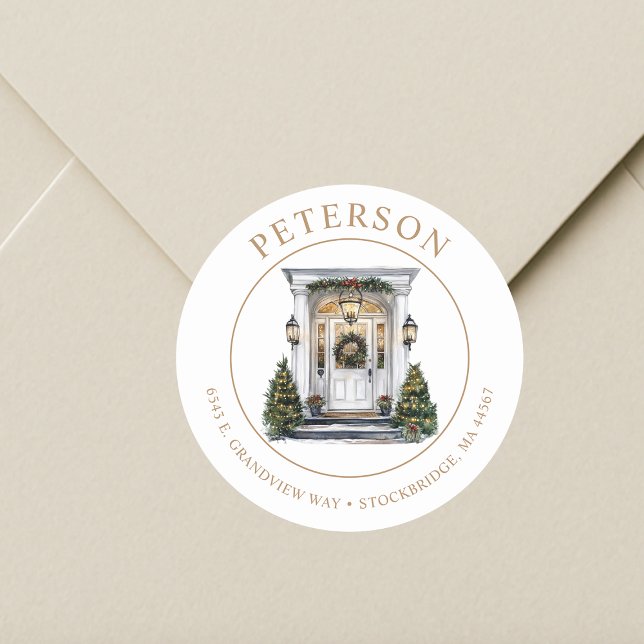 Étiquettes d'adresse de retour de maison pour Noël (Créateur téléchargé)