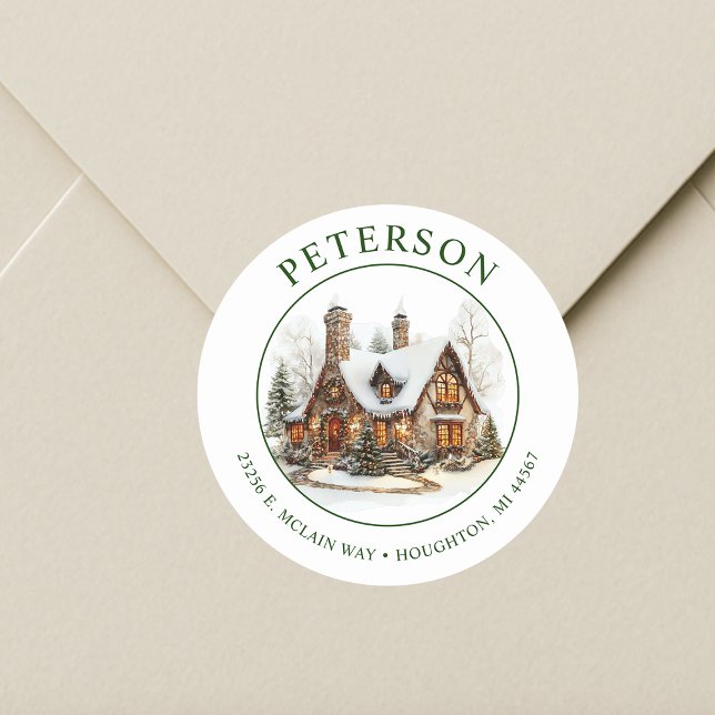 Étiquettes d'adresse de retour de maison pour Noël (Créateur téléchargé)
