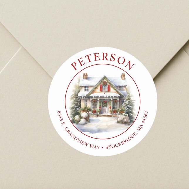 Étiquettes d'adresse de retour de maison pour Noël (Créateur téléchargé)