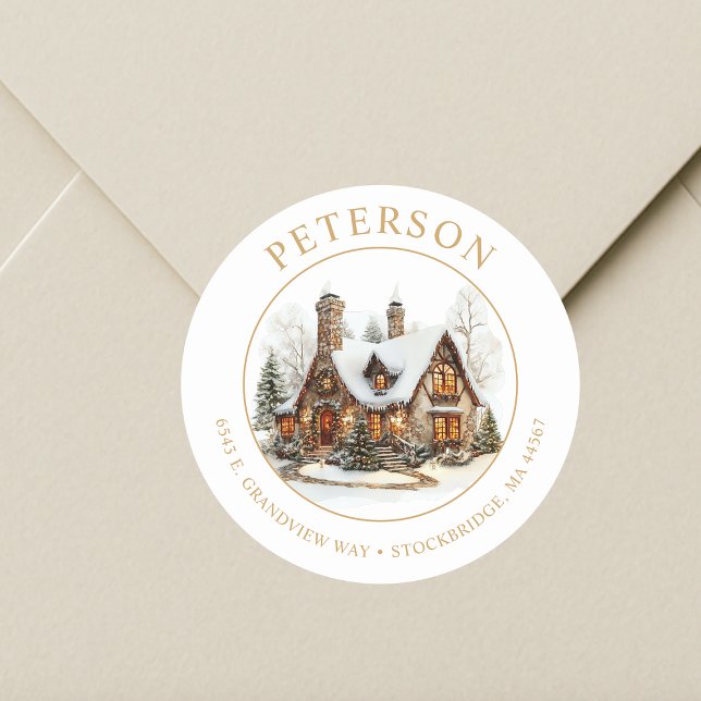 Étiquettes d'adresse de retour de maison pour Noël (Créateur téléchargé)