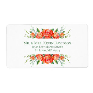 Étiquettes d'adresse de retour de mariage aux rose