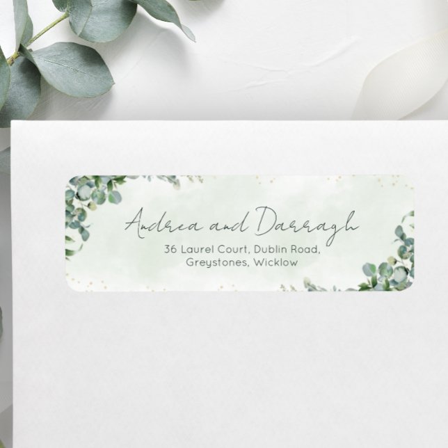 Étiquettes d'adresse de retour de mariage Eucalypt (Créateur téléchargé)