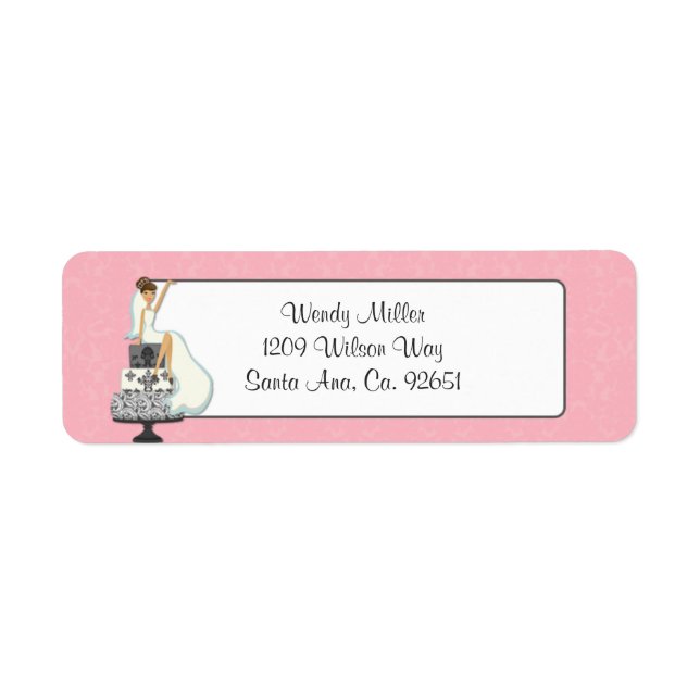 Étiquettes d'adresse de retour de mariage rose (Devant)