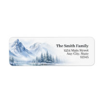 Étiquettes d'adresse de retour de montagne d'hiver