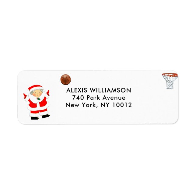 Étiquettes d'adresse de retour de Noël de basketba (Devant)