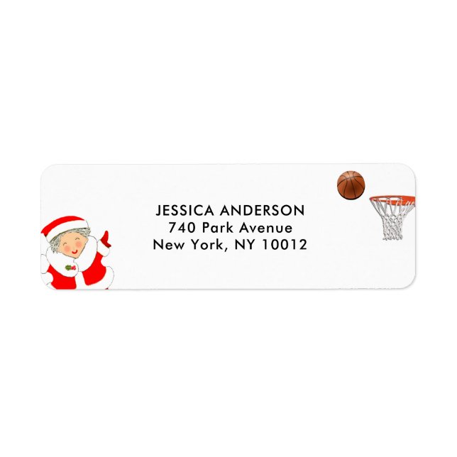 Étiquettes d'adresse de retour de Noël de basketba (Devant)