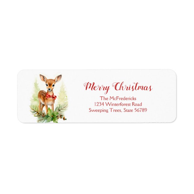 Étiquettes d'adresse de retour de Noël de renne mi (Devant)