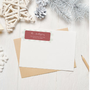 Étiquettes d'adresse de retour de Noël en vichy sa