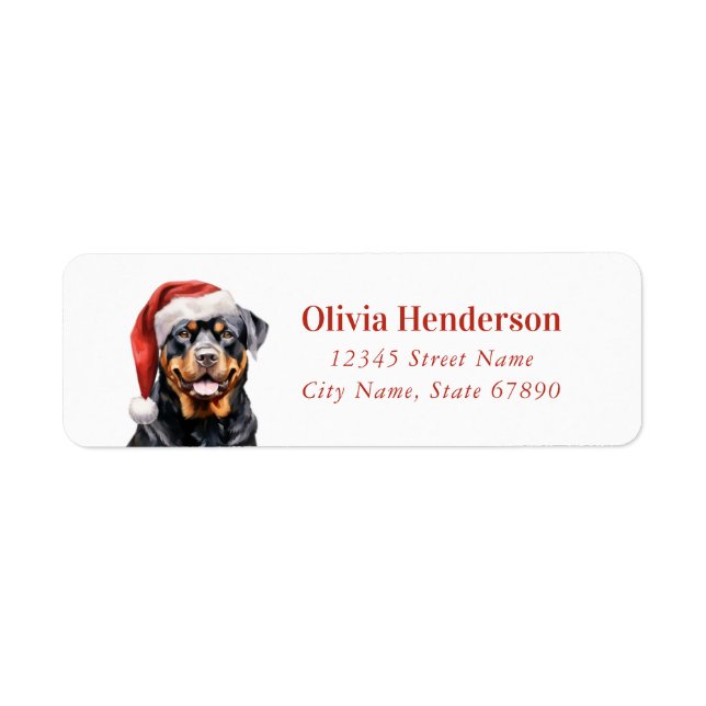 Étiquettes d'adresse de retour de Noël Rottweiler (Devant)