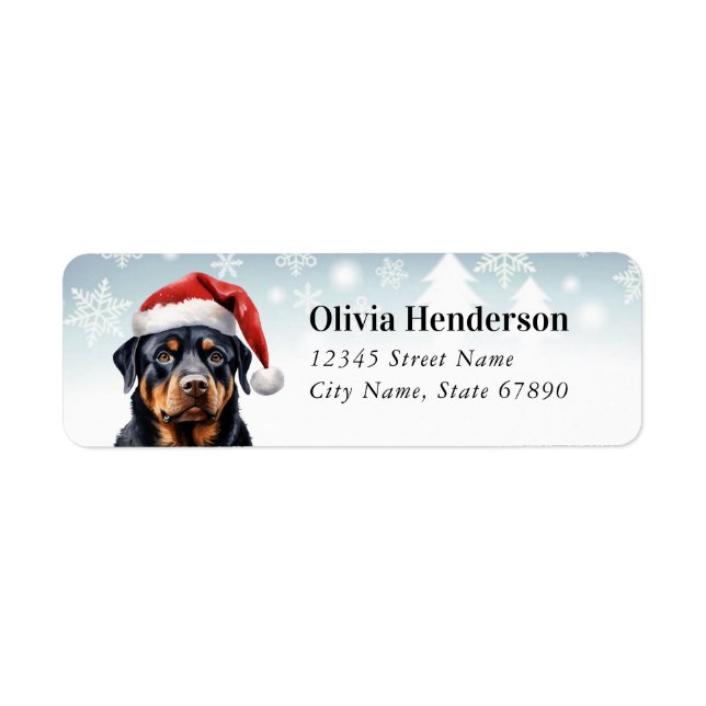 Étiquettes d'adresse de retour de Noël Rottweiler (Devant)