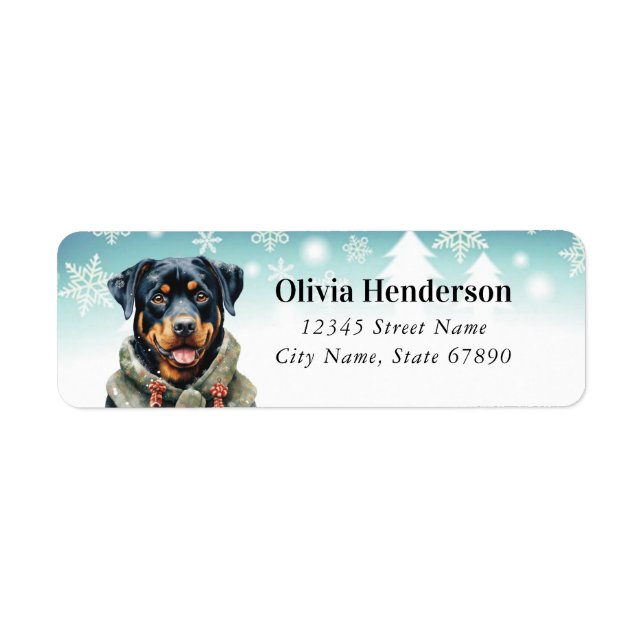 Étiquettes d'adresse de retour de Noël Rottweiler (Devant)