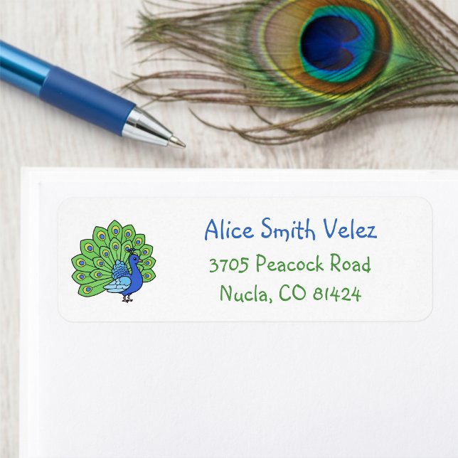 Étiquettes d'adresse de retour de paon (Peacock return address labels.)