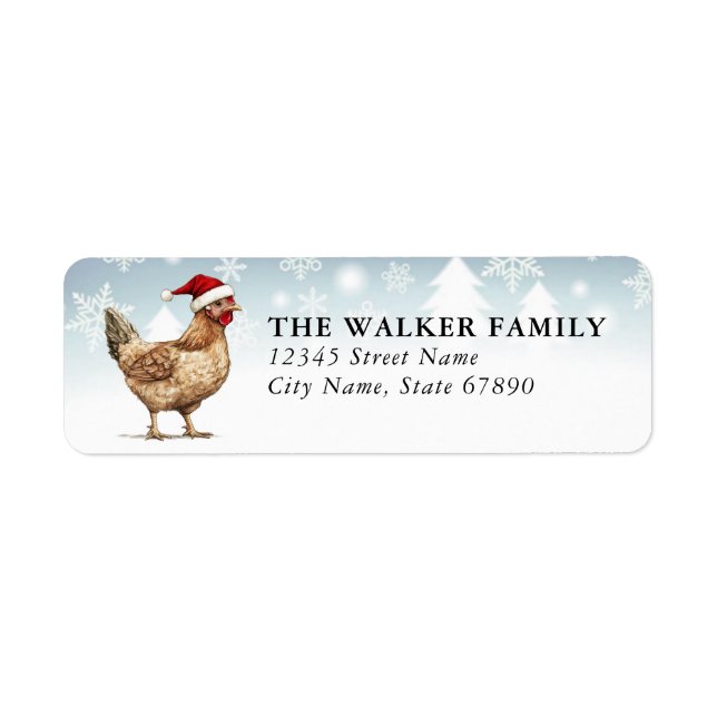 Étiquettes d'adresse de retour de poulets de Noël (Devant)