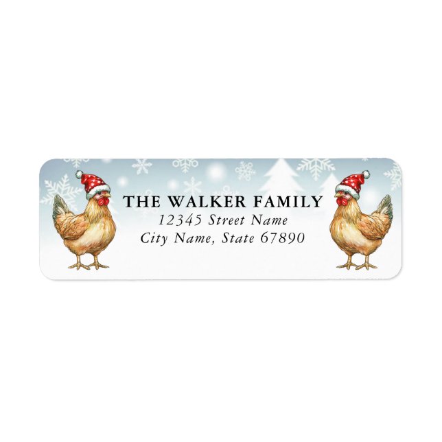 Étiquettes d'adresse de retour de poulets de Noël (Devant)