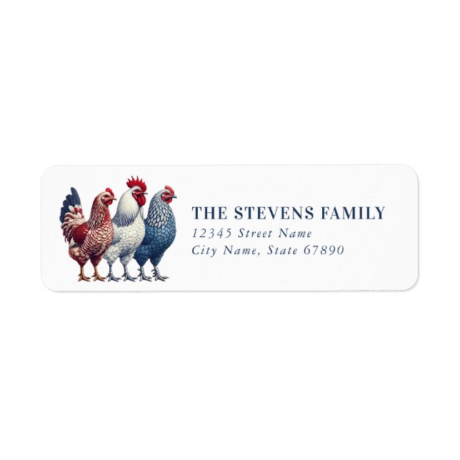 Étiquettes d'adresse de retour de poulets patrioti (Devant)