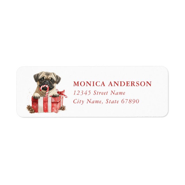 Étiquettes d'adresse de retour de Pug (Devant)