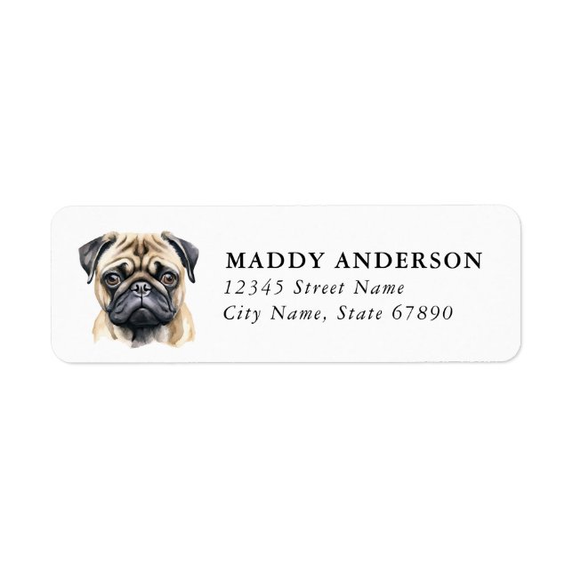 Étiquettes d'adresse de retour de Pug (Devant)