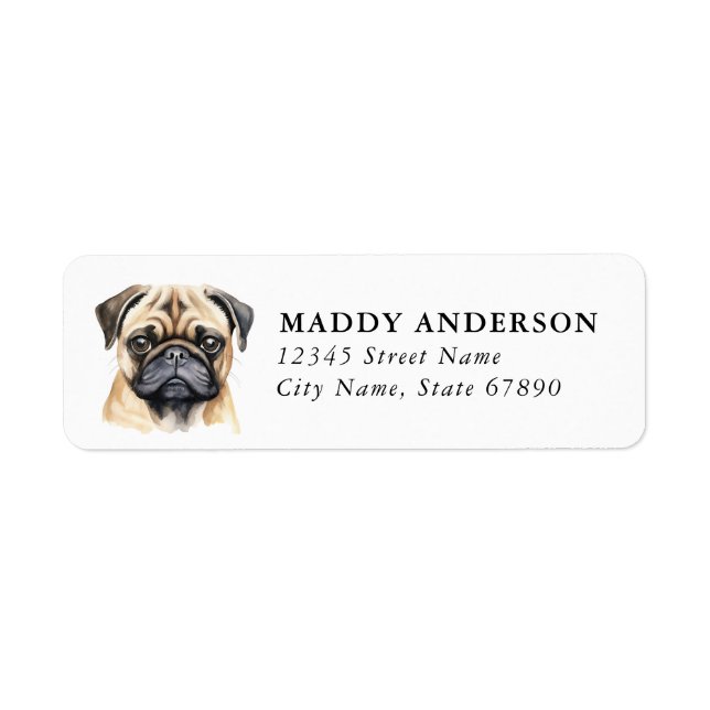 Étiquettes d'adresse de retour de Pug (Devant)