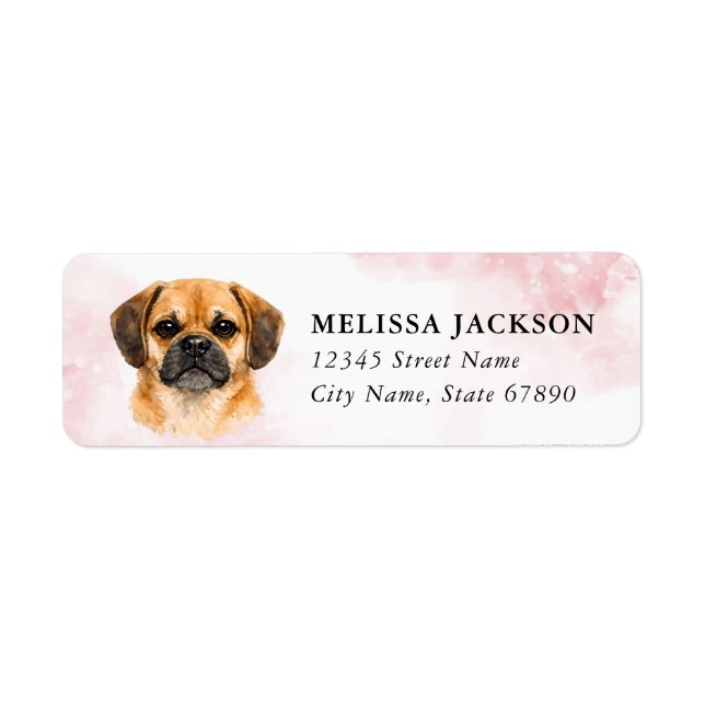 Étiquettes d'adresse de retour de Puggle (Devant)